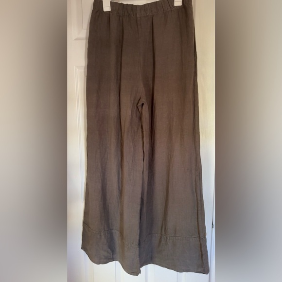 ZARA 100% Linen Palazzo Pants – Grey – Size M - Midrise Wide Leg - Picture 4 of 10